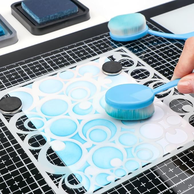 BAOFALI Magnetic Glass Craft Mat; 15.75"x10.24"Heat Resistant Glass Media Cutting Mat W/MagnetsGridlines and Measurements; for Cutting, Stamping, Mixed Media, Heat Embossing and Hot Glue Projects