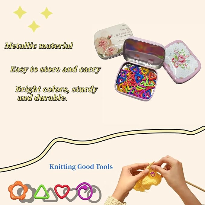 Wonafa 50Pcs Triangle Metal Stitch Markers,Metal Colorful Crochet Stitch Markers,with Storage Box for Crocheting Clothing Tag DIY Craft Project (Triangle-50Pcs)