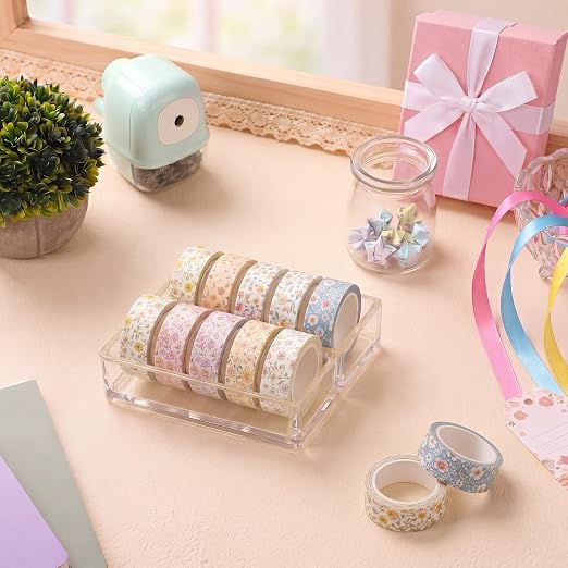 12 Rolls Floral Washi Tape Set,Vintage,Little Flowers | Watercolor Flowers Design for Scrapbook Journal DIY Craft School Supplies, 15 mm Vintage Decorative Masking Washi Tapes