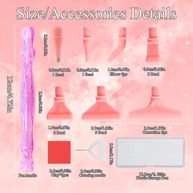 ZYNYXY 16PCS Ergonomic Diamond Art Pens Kits, Resin Diamond Painting Pen with Multifunctional Plastic Screw Thread Tips for 5D Diamond Painting (Starry Pink A)