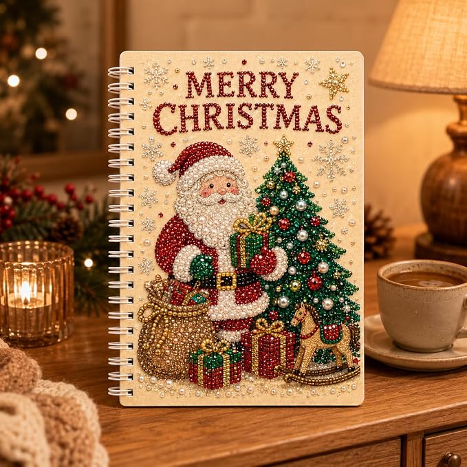 100 Pages DIY Christmas Pearl Diamond Art Painting Notebook，Style I