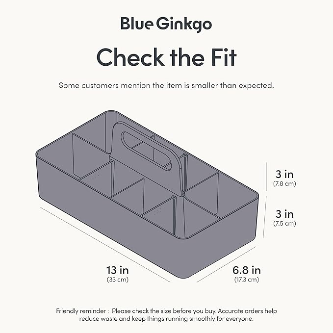 BLUE GINKGO Stackable Organizer Caddy, Long, Grey, Made in Korea