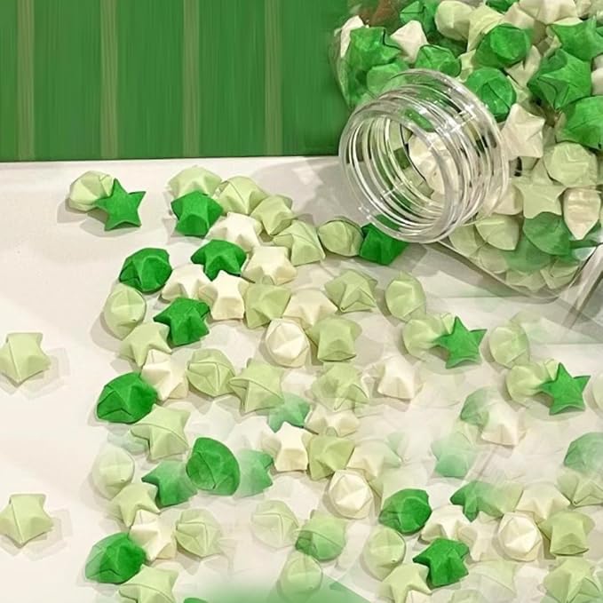 Origami Paper Stars, Colorful Handcraft Origami Lucky Star Paper DIY Paper Arts Creativity Hand Art Crafts(Green gradient 540 sheets)