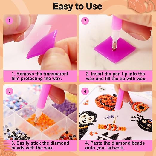 90Pcs Diamond Art Wax: Completes 40+ Diamond Art Projects - Strong Adhesion Smooth Gem Placement - Premium Diamond Dotz Accessories for Family Handicraft Activities & Personal Leisure Time