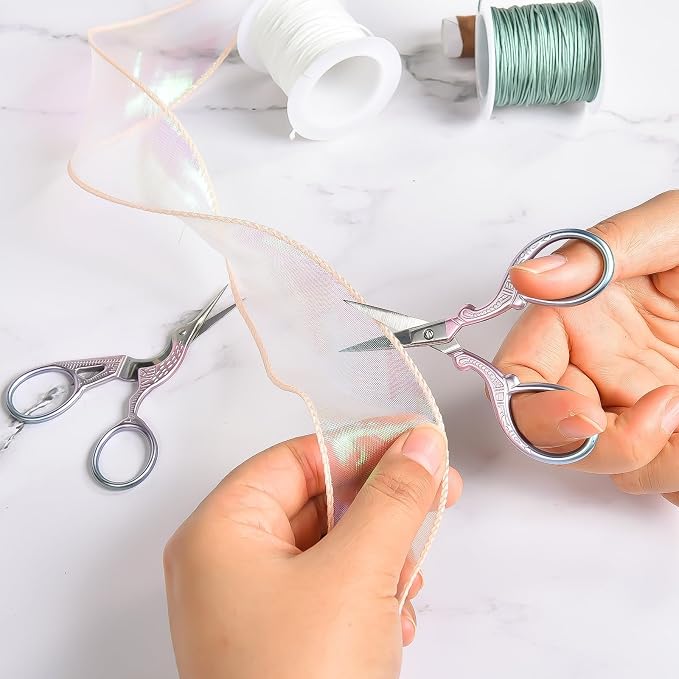 AQUEENLY Embroidery Scissors 2 Pcs Small Sewing Scissors Sharp Stainless Steel 3.6 Inches for Artwork, Crochet, Needlework, Threading, Pink