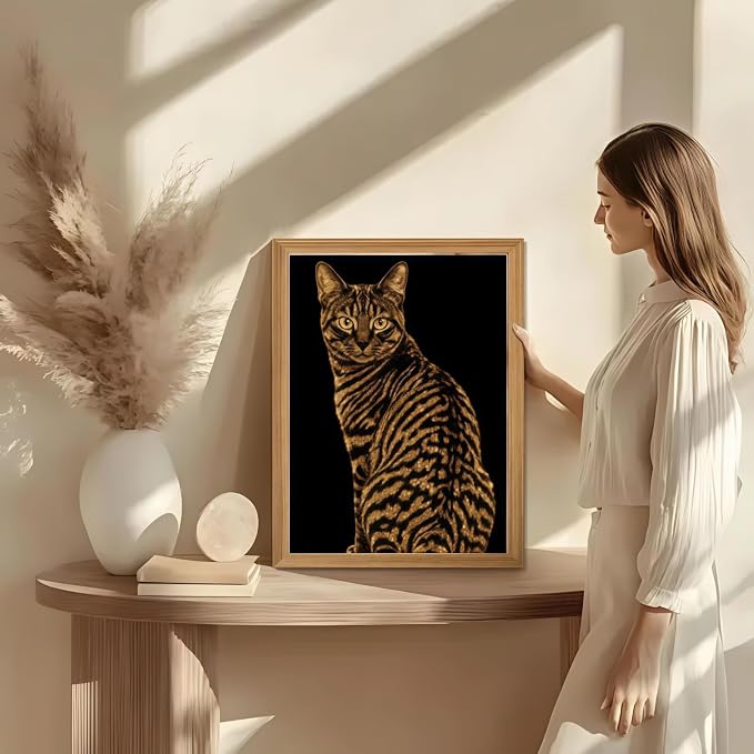 BYGFHLYW Cat 5D Diamond Painting Kit, Diamond Art for Adults12x16In | Full Round Drill Diamond Dots Kits Gem Arts DIY Crafts for Home Wall Decor Present for Cat Lovers