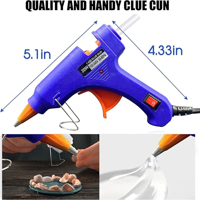 Mini Hot Glue Gun Kit with 10 Sticks 20W Fast Heating Craft Tool - | Quick Melt Set for DIY Art, Home Repair & School Projects. Lightweight, Easy Use. (White)