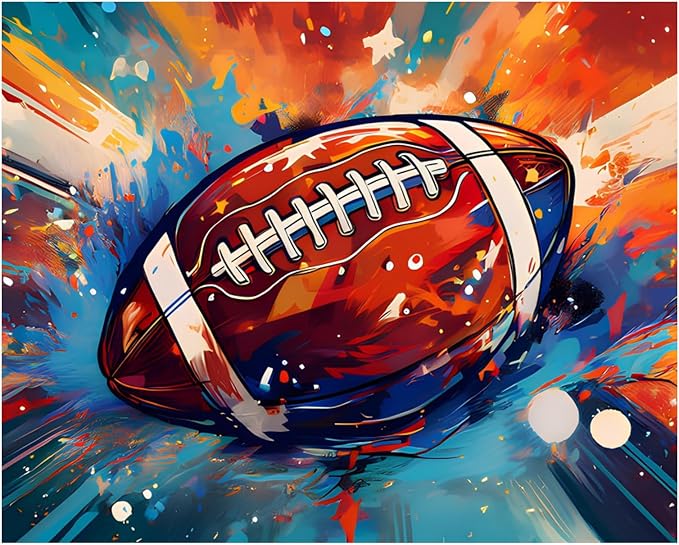 AUKELHJ Paint by Numbers Kit for Adults Beginner, Football, 16X20 Inch | Paint by Number for Adults, Beginner Friendly, High-Definition Color Canvas, Stress Relief, Home Decor, Gifts, Unframed