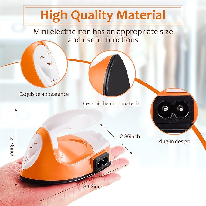 Honoson Mini Craft Iron with Charging Base Tiny,Orange