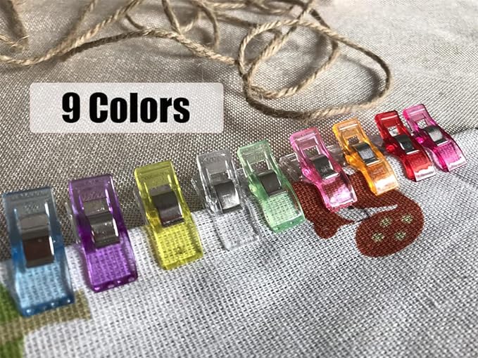 Sewing Clips,100 Pcs,Sewing Clips for Fabric | Fabric Clips for Sewing and Quilting,Quilting Clips for Binding,Sewing Accessories and Supplies(9 Colors)