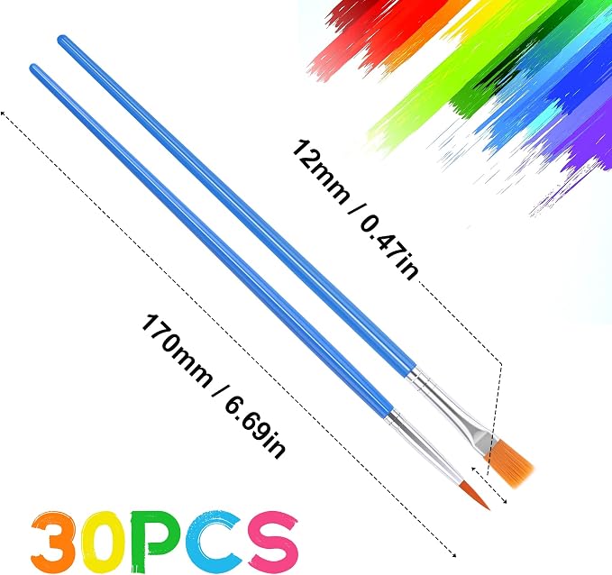 UPINS 30 Pcs Paint Brushes, Small Brush Bulk for Detail Painting (Pack of 3)