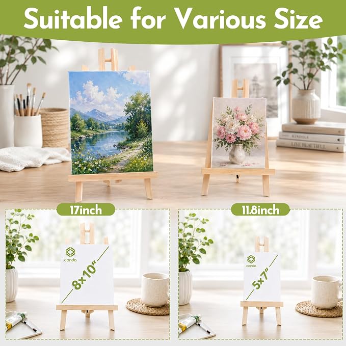 Conda 2 Pack 11.8 Inch Wooden Tabletop Easel Stand, A-Frame Art Painting Easel for Painting, Display & Art Creation, Canvas Holder for Artists, Students & Hobbyists