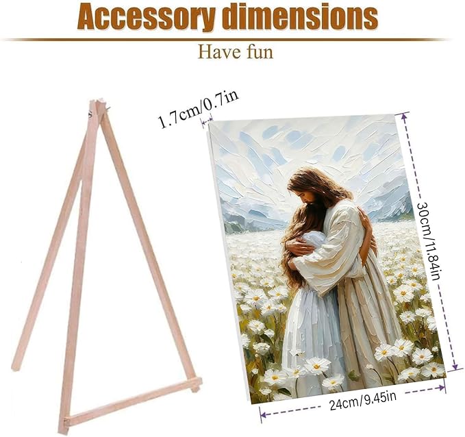 Jesus Paint by Numbers Kit for Adults Framed Canvas, with Wooden Easel