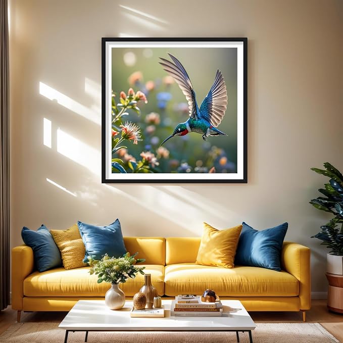 Hummingbird Diamond Art Kits for Adults Bird 5D Diamond Painting Kits for Beginners Full Round Drill Diamond Dots DIY Gem Art Crafts for Adults Home Wall Decor Hummingbird Gifts 13.78x13.78 Inch