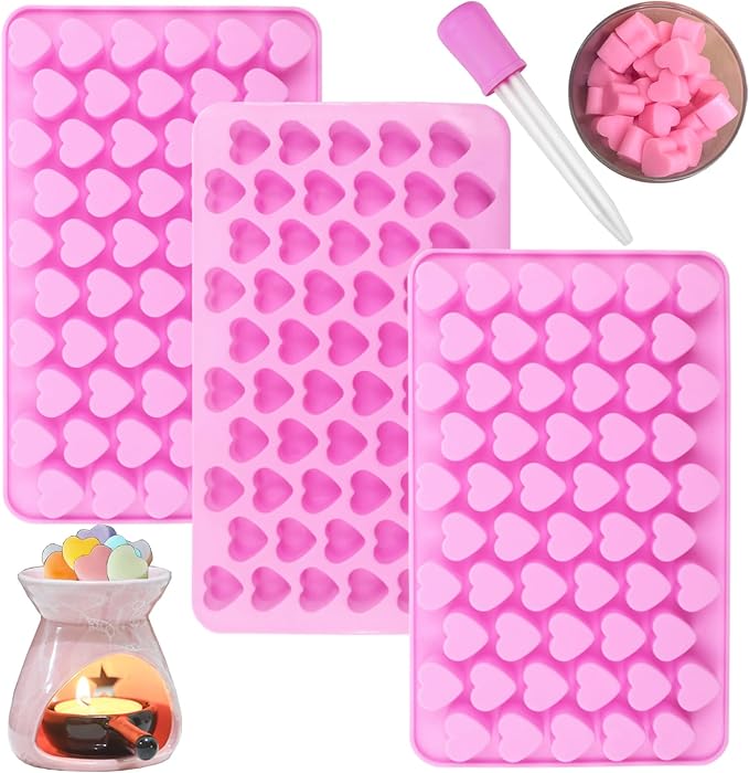 3 Pack Wax Melts Molds Silicone,Mini Heart Molds Candle Mold