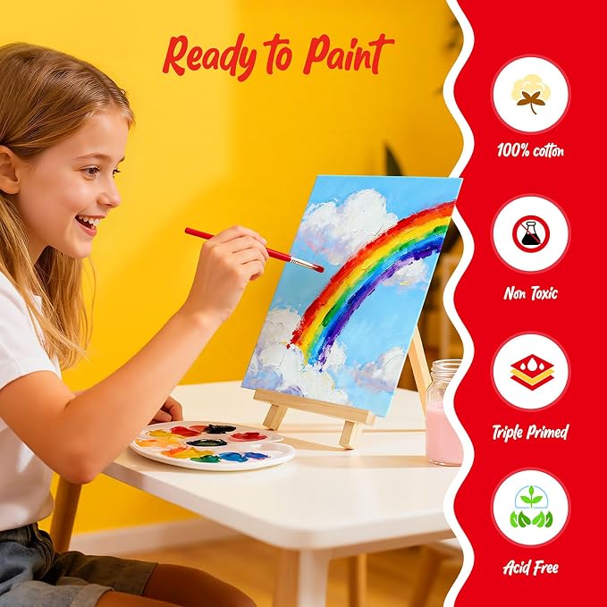 40 Pack 5x7 Inch Canvas Boards Small Canvas Panels for Kids Painting 100% Cotton White Blank for Acrylic Oil Watercolor Paint