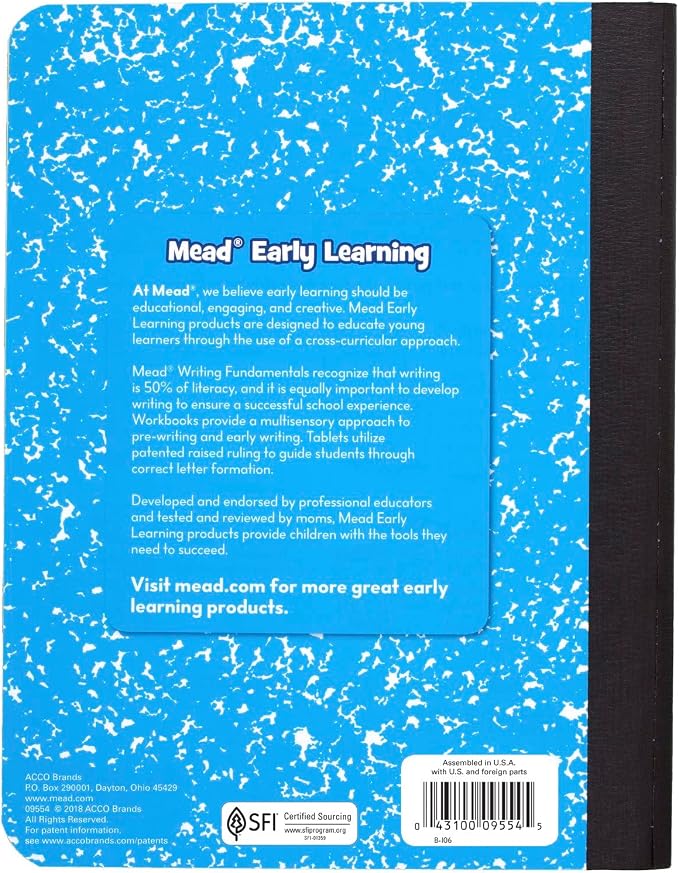 Mead Primary Journal Creative Story Tablet Composition Notebook, 7.5" x 9.75", Grades K-2, 100 Sheets, 12 Pack, Assorted Colors (610052-ECM)