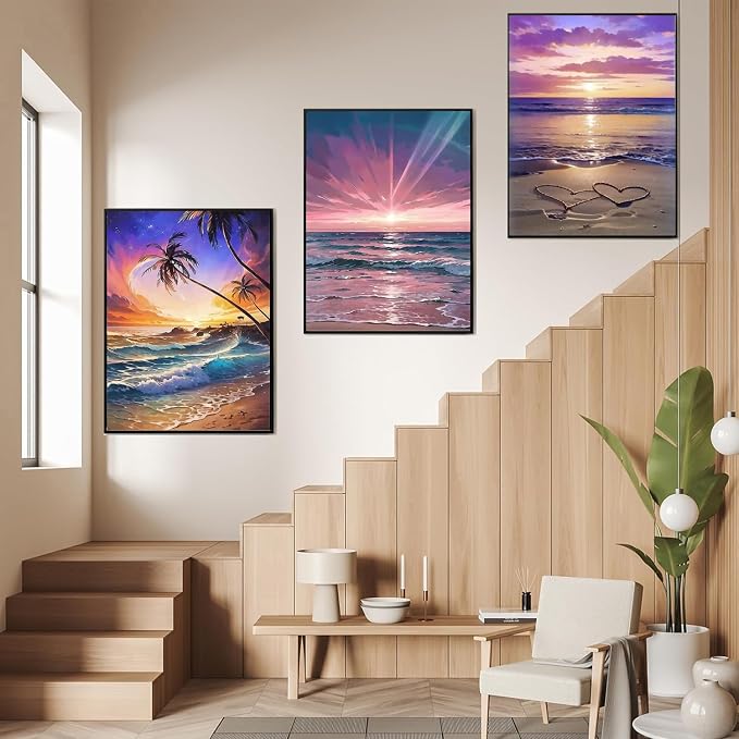 DOTSOPS 6 Pack Beach Diamond Painting Kits Art Adults Painting Kits | Crafts DIY 5D Diamond Art Packs Kits,Full for Adults,Beginner Home Wall Decoration Gift 11.8 x 15.7 Inches