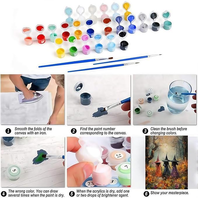 CSZPPQAF Halloween Witch Paint by Numbers Kits for Adults Beginners