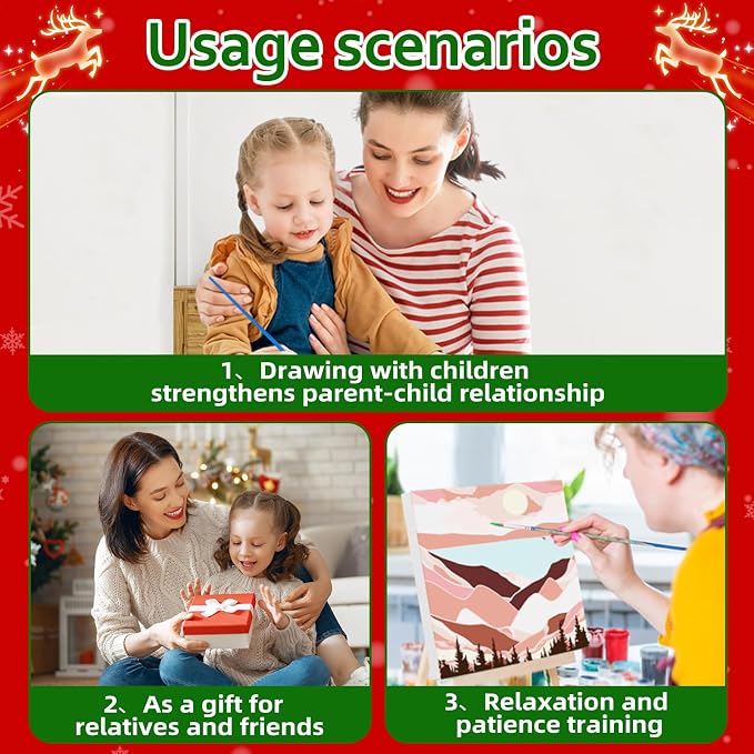 Reivworl Christmas Paint by Numbers Kit for Adults Beginner 16×20 inch