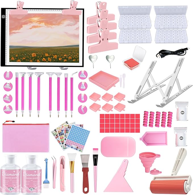 DNSGOOR 244Pcs Diamond Art Accessories Kit with A3 LED Light Pad