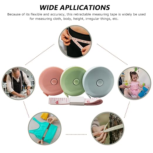 60IN Retractable Tape Measure*6+Soft Measuring Tape for Body Measurements*2 | 150mm Premium Sewing Tape Double Scale Vinyl Ruler for Weight Loss Medical Tailor Fabric Cloth Knitting Craft