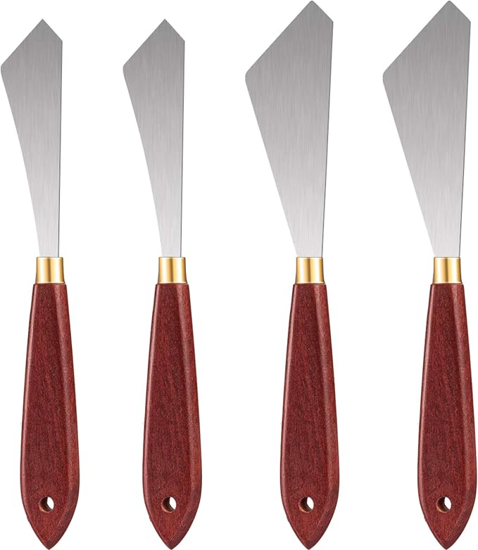 Honoson 4 Pcs Palette Knife Set Spatula Pallet Stainless Steel Wood Handle