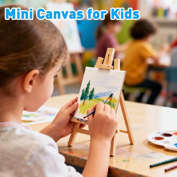 FUMILE 4x4 Mini Canvas for Painting, 20 Pack Small Canvases for Painting Primed Acid Free Canvas Boards for Painting for Beginners & Artist, Blank Canvas Panels for Classroom and Painting Parties.