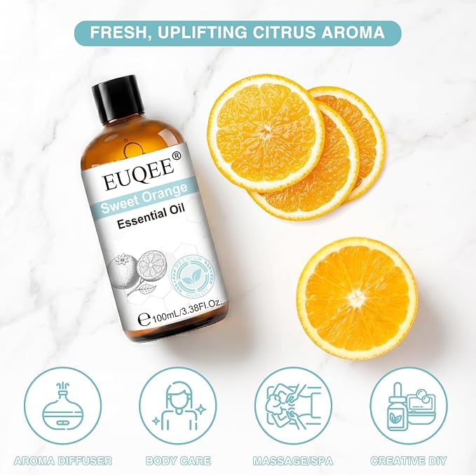 EUQEE 100ml Sweet Orange Essential Oil for Spray 3.38 Fl Oz