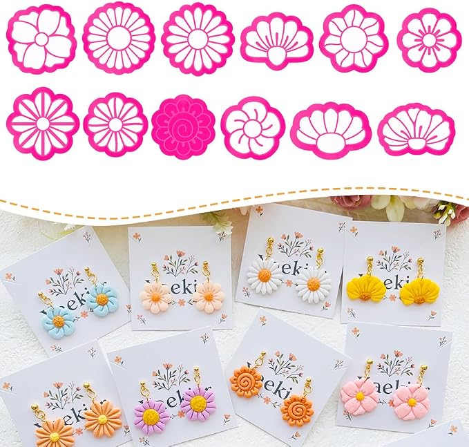 Flower Shape Polymer Clay Cutters Set – Molds and Clay Cutters for Polymer Clay, Floral Clay Earring Tools
