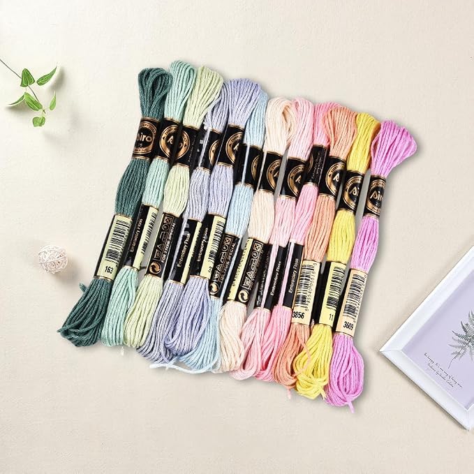 12 Skeins 6 Ply Candy Color Embroidery Floss for Hand Sewing