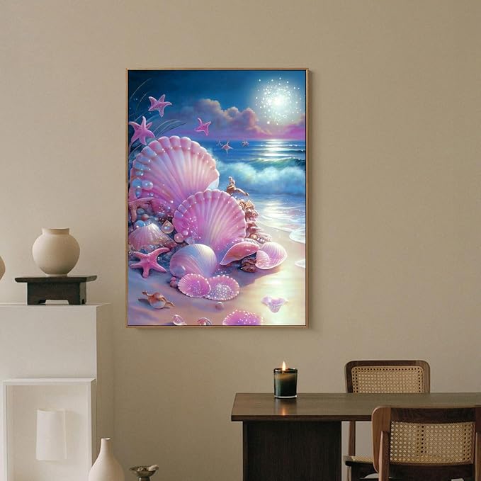 Diamond Art Kits for Adults,Beach Diamond Painting Kits for decor 12x16Inch | Dorwendis Beach Scenery Diamond Painting Kits for Beginners, DIY 5D Full Round Drill Gem Arts for Home Wall Decor 12x16 Inch