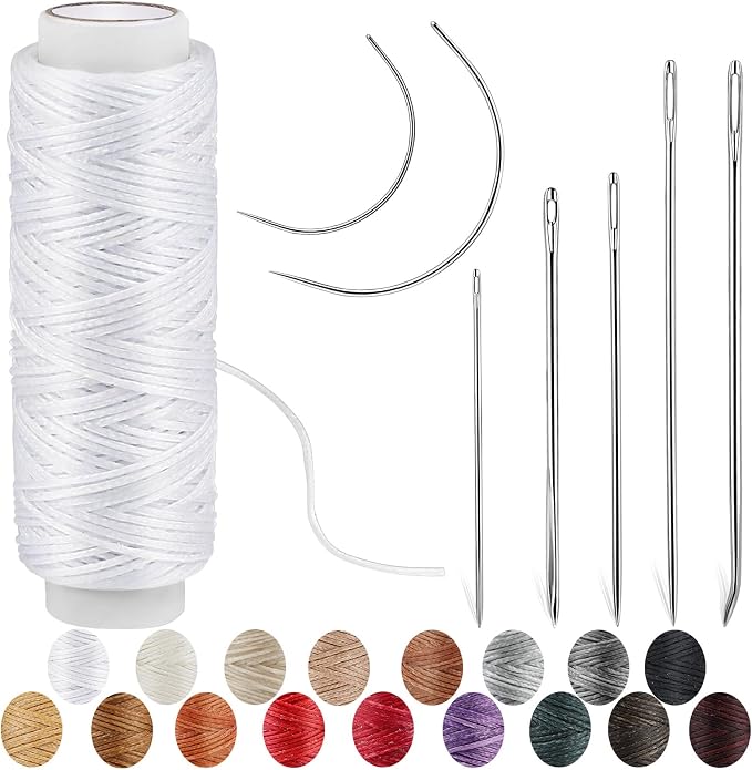 Waxed Thread, Upholstery Needle and Thread 32 Yards White