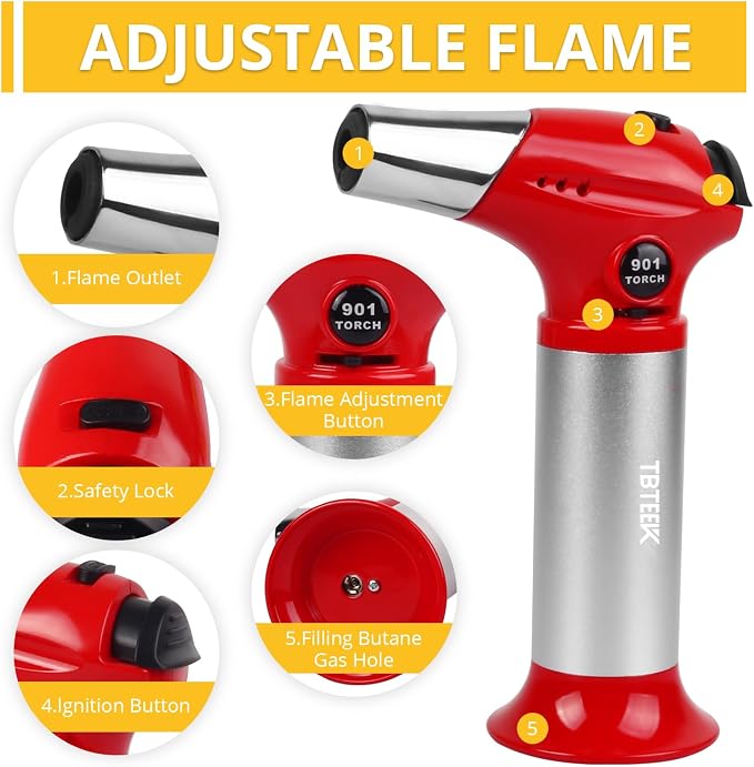 TBTeek Kitchen Butane Torch with Safety Lock for Baking, Crafts & Steak
