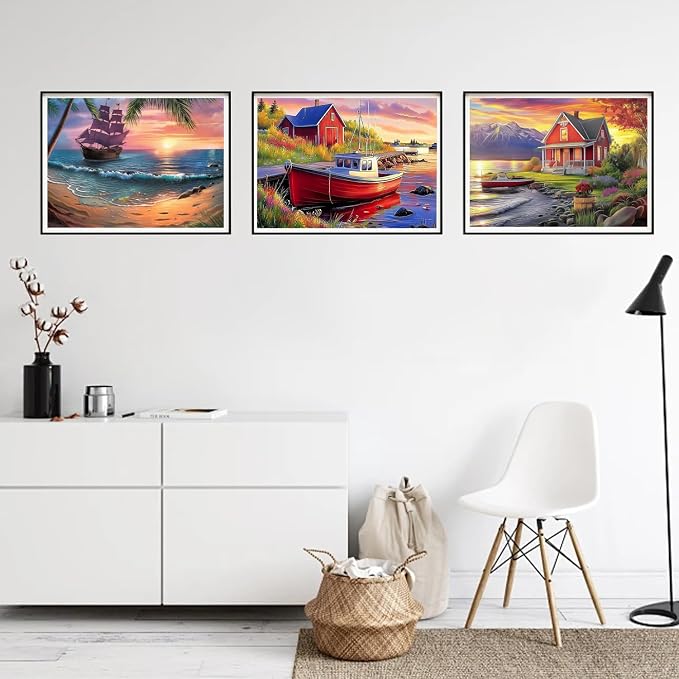 DOZEEZOP 6-Pack Diamond Art Kit for Adults, 5D Diamond Painting 16x12 Inch | Landscape pictures, Full Round Drills, Home Wall & Shelf Decor, Beginner-Friendly DIY Craft, Stress Relief, All-Occasion Gift