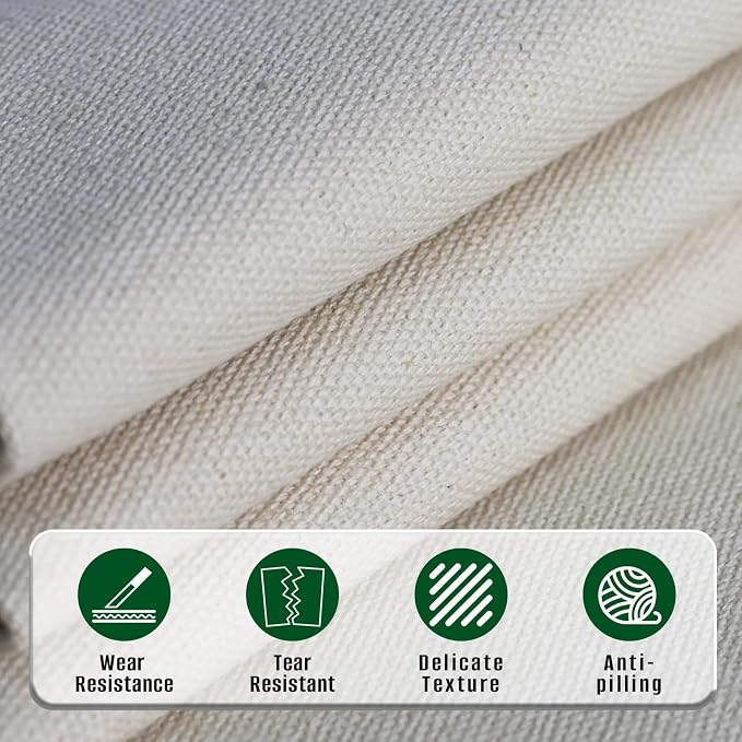 10oz Heavy Duty Cotton Canvas Fabric 60" x 40", Thick Cotton Duck Cloth for Painting, Sewing, Crafts, Tote Bags, Embroidery, Home Decor, Drop Cloth (Beige)