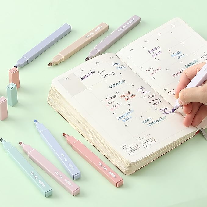 Mr. Pen- Aesthetic Highlighters, 16 pcs, Chisel Tip, Morandi Colors, No Bleed Bible Highlighter Pastel, Assorted Colors, Cute (Pack of 2)