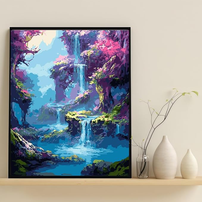 Paint by Numbers Kit for Adults, Dreamy Forest Paint by Number Kits | Acrylic Paint by Number Canvas for Adult Beginners, Easy DIY Canvas Craft for Relaxing Home Wall Decor, 16X16 inch