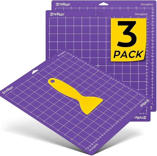 HTVRONT Strong Grip Cutting Mat 12x12, 3 Pack, Quilting & Crafting | Compatible with Cricut Maker 4/3/Maker, Explore 5/4/3/Air 2/One, Strong Adhesive Sticky, Quilting Cutting Mats