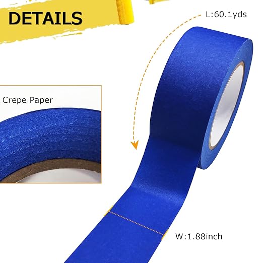 SmaringRobot Premium Blue Painters Tapes, Paint Tape, No Residue & Easy Removal, Painting Tape for Painter, DIY Paper Arts & Crafts, Spraying Drywall Paint, 12PCS 1.88 Inches x 60.1 Yd Painter's Tape