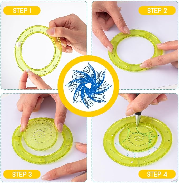 Chivao Spiral Art Kit Circle Stencils Drawing Tool Geometric Ruler,Vivid