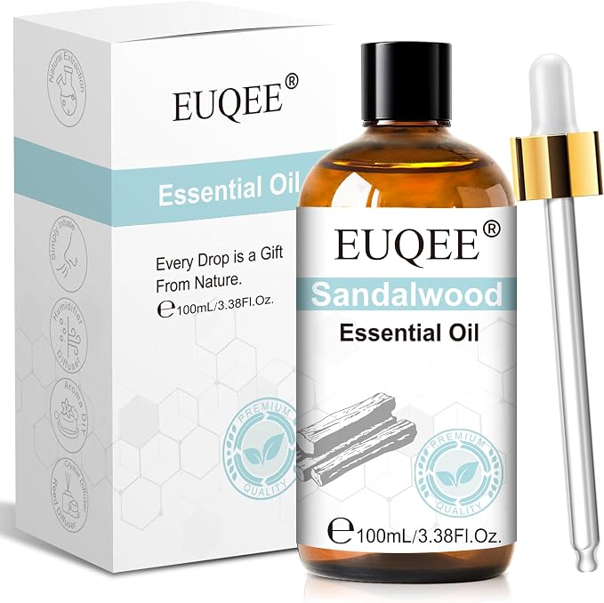 EUQEE 100ml Sandalwood Essential Oil for Yoga 3.38 Fl Oz