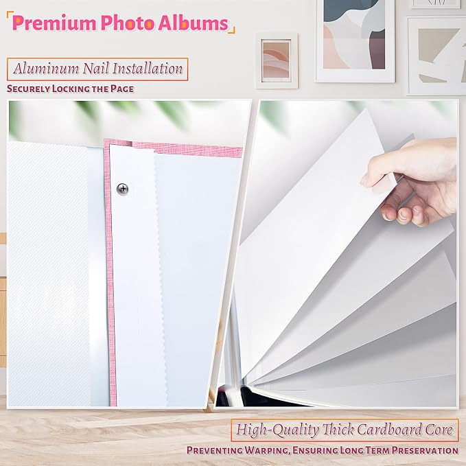 Artfeel Photo Album Self Adhesive Scrapbook,Large Photo Book for 4x6,5x7,8x10 Pictures,DIY Album for Baby Wedding Family Travel Birthday,with Metallic Pen and Scraper