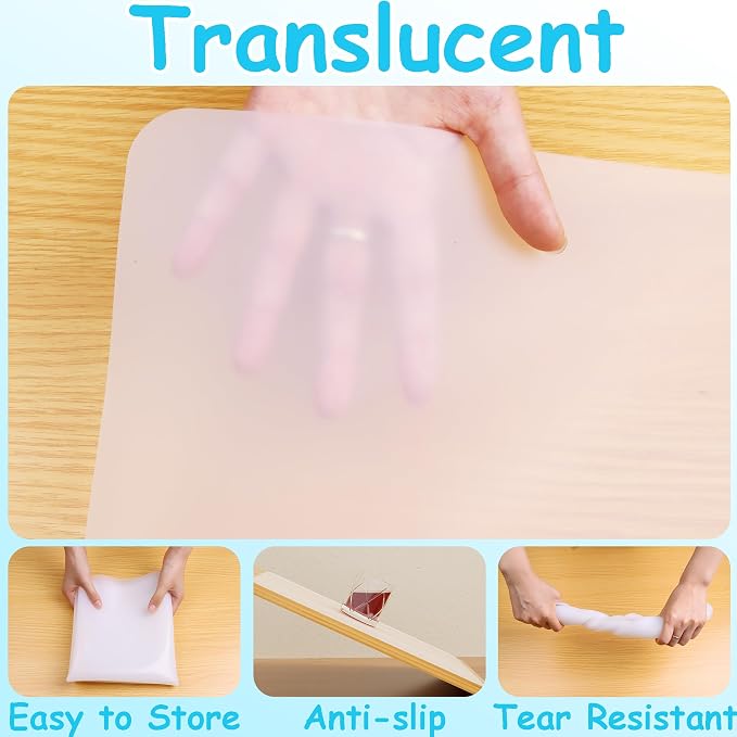 14"W x 20"L Clear Silicone Craft Mats: Large Heat Resistant Non Slip