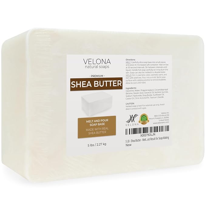 velona 5 lb - Shea Butter Soap Base, Melt & Pour, SLS/SLES Free