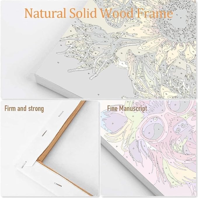 Cat Paint by Numbers Kit for Adults with Framed Canvas&Wooden Easel, DIY Acrylic Paint by Numbers Kits on Canvas, Cat with Flower Drawing Paintwork Arts and Crafts for Home Wall Decor 12x16inch