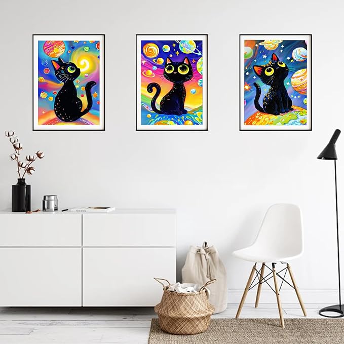 DOZEEZOP 6-Pack Diamond Art Kit for Adults, 5D Diamond Painting 12x16 Inch | Cat pictures, Full Round Drills, Home Wall & Shelf Decor, Beginner-Friendly DIY Craft, Stress Relief, All-Occasion Gift