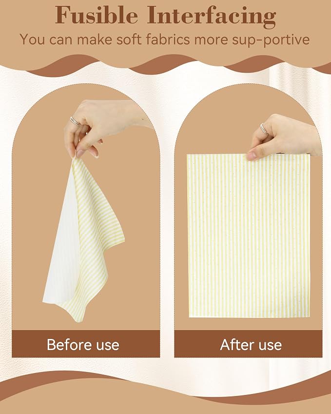 FIVEIZERO Medium Weight Non-Woven Fusible Interfacing for Sewing-12in×30yd