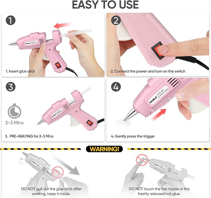 ROMECH 20W Mini Hot Glue Gun Kit, 90 Glue Sticks Set for DIY Crafts, Repair