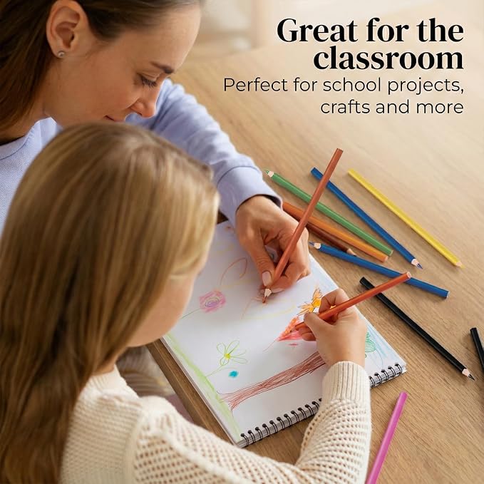 Rosmonde Colored Pencils Bulk, 50 Sets (600 Pencils), 12 Assorted Colors